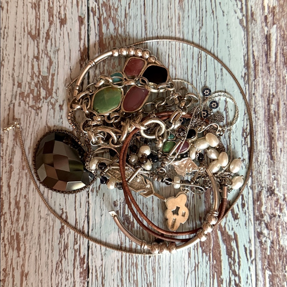 Scrap sterling gemstone lot 174g, & loose gemstone lot included